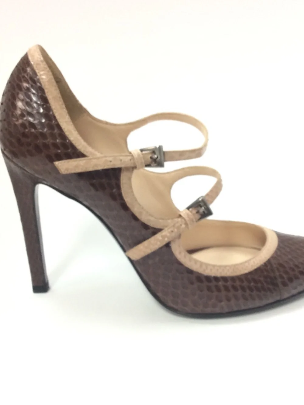 Giorgio Armani Snake Print Peep Toe Pumps Size: 6